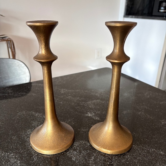 Emmett Antique Brass Taper Candle Holders 9.25" - Picture 1 of 2